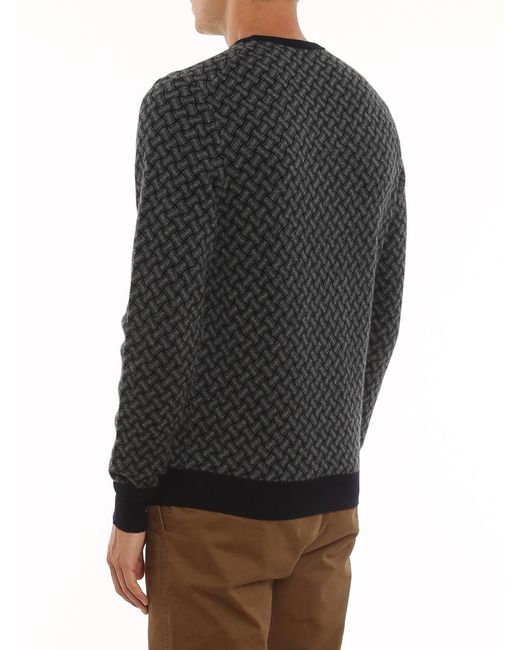 Drumohr Black Biscuit Pattern Cashmere Jumper for men
