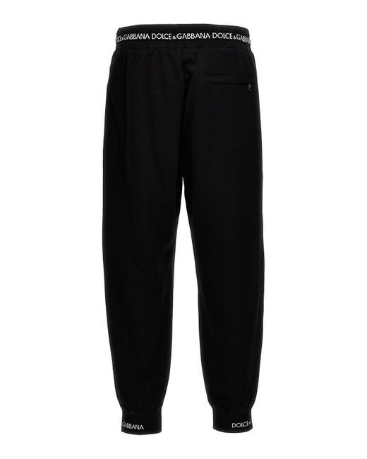 Dolce & Gabbana Black Cotton joggers Logo Label Ankle for men