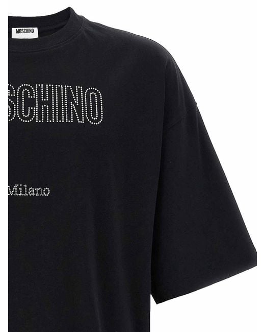 Moschino Black Rhinestone-Embellished T-Shirt for men