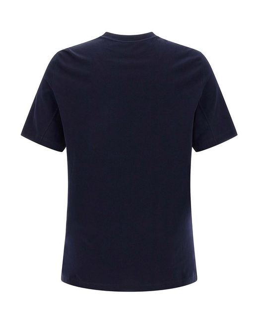 Brunello Cucinelli Blue Logo Print T-Shirt for men