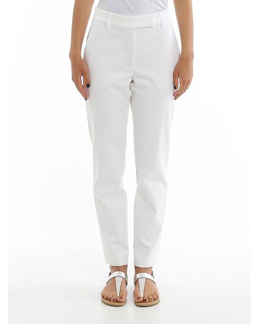Brunello Cucinelli White Cotton Twill Chino Trousers
