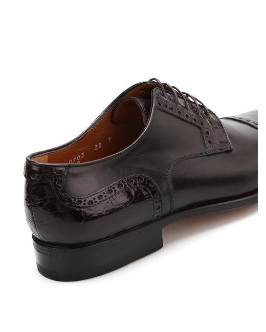 Corneliani Brown Leather Derby Shoes for men