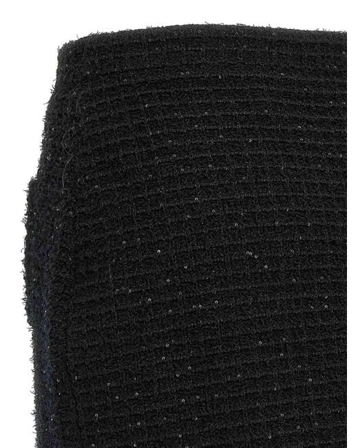 Self-Portrait Black Textured Knit Mini Skirt