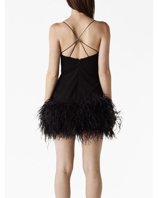 The Attico Black Fujiko Feather Trimmed Mini Dress