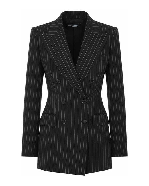 Dolce & Gabbana Black Double Breasted Striped Jacket