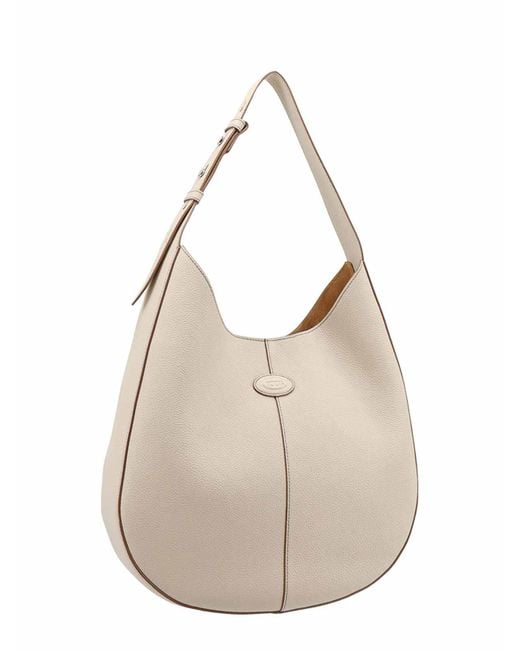Tod's Natural Leather Shoulder Bag With Frontal Logo Patch