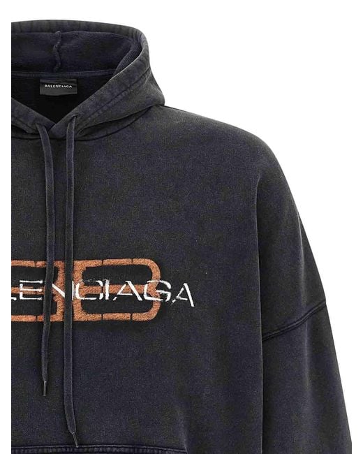 Balenciaga Black Cotton Sweatshirt With Hood for men