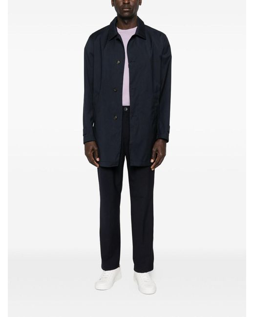 Herno Blue 3 Layers Wool Storm Fabric Raincoat for men