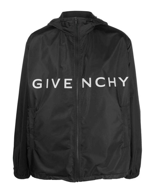 Givenchy Black Logo-print Windbreaker for men