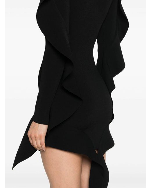 Mugler Black Asymmetric Mini Dress