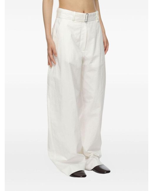 Studio Nicholson White Round Leg Cotton Trousers
