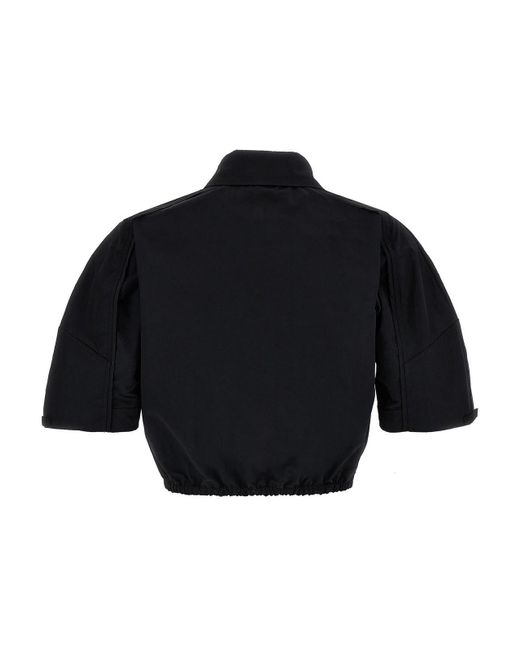 Elisabetta Franchi Blue Structured-Collared Cropped Shirt With Gathered Hem