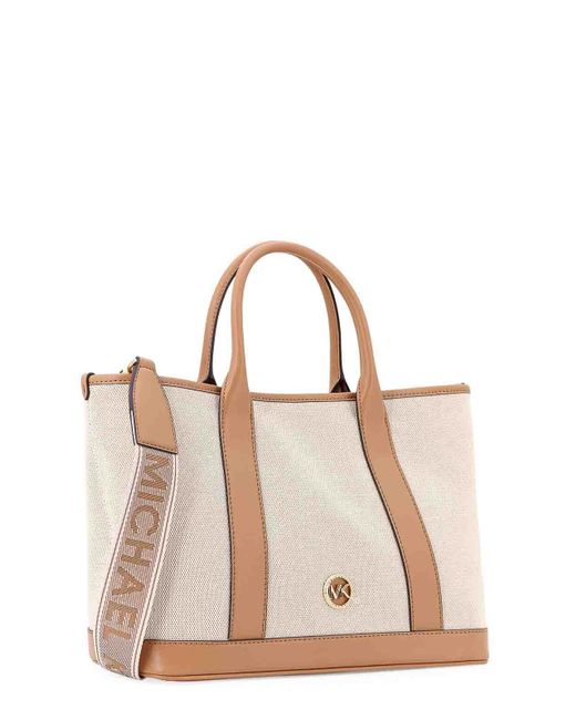 Michael Kors White Luisa Canvas And Leather Handbag