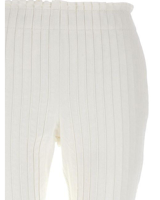 Sacai White Ribbed Pleated Pants