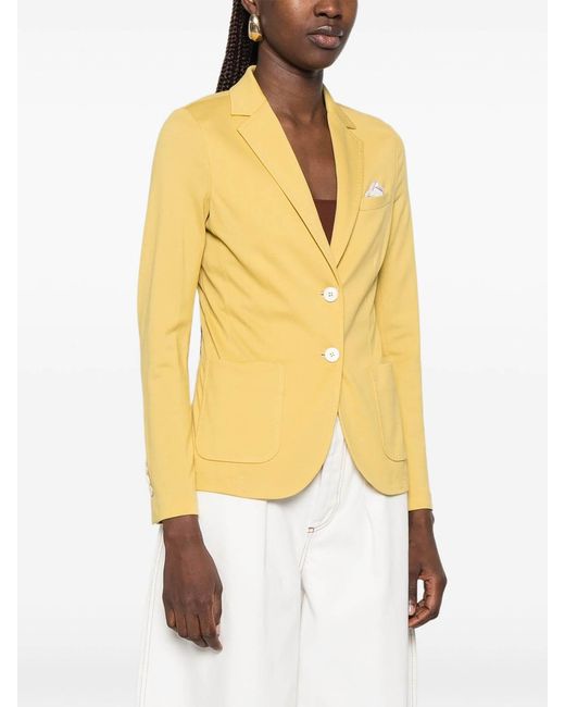 Circolo 1901 Yellow Stretch Cotton Single-Breasted Blazer