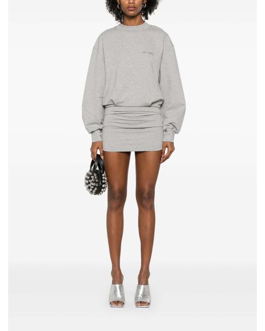 The Attico Gray Cotton Short Dress With A Crew Neck