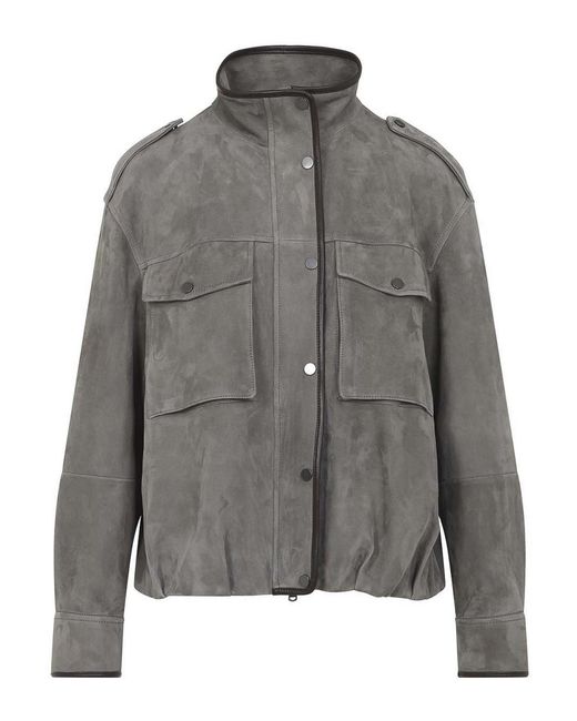 Brunello Cucinelli Gray Suede Jacket