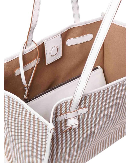 Gianni Chiarini White Marcella Shopping Bag In Canvas