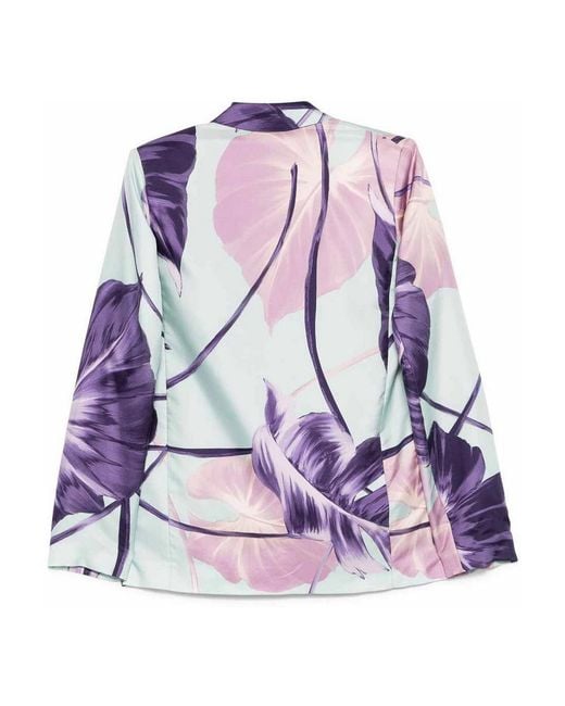 F.R.S For Restless Sleepers Purple Printed Silk Double-Breasted Jacket