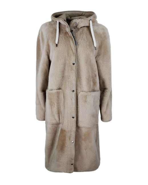 Brunello Cucinelli Natural Shearling Soft Reversible Coat