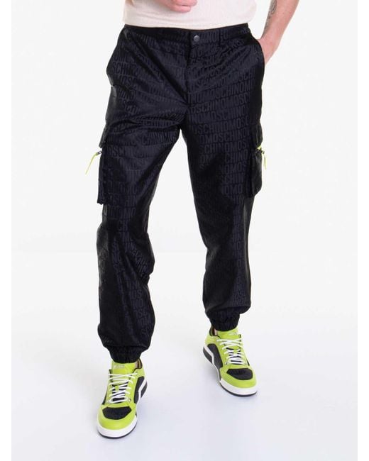 Moschino Blue Loose Fit Zip Button Pants for men