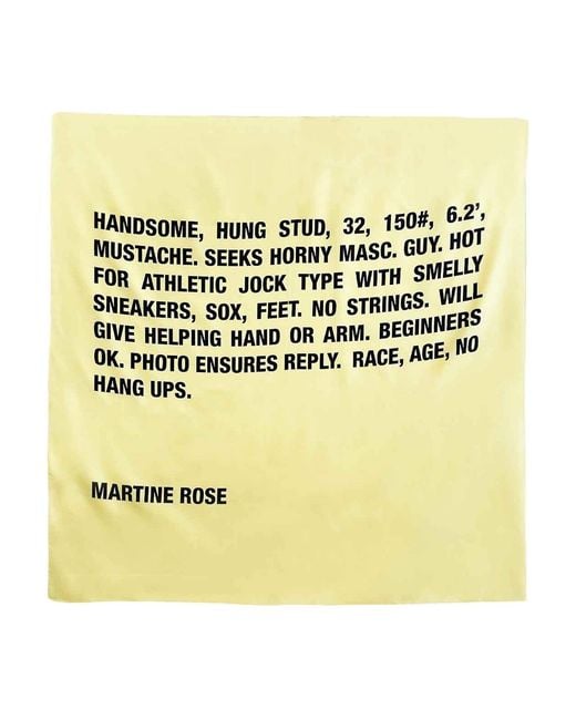 Martine Rose Yellow Logo Scarf for men