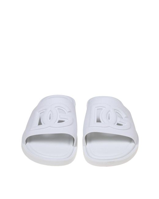 Dolce & Gabbana White Logoed Sandals