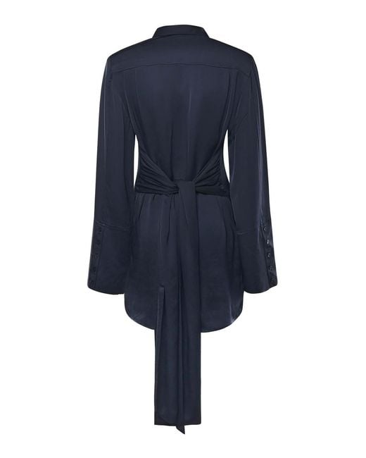 ROTATE BIRGER CHRISTENSEN Blue Satin Shirt Dress