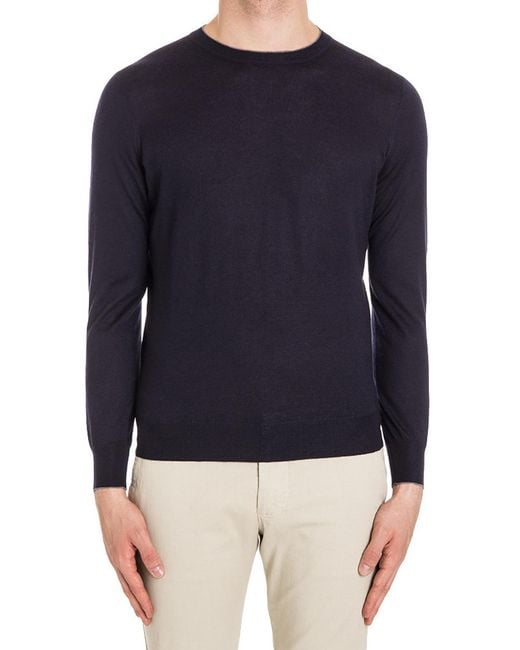 Brunello Cucinelli Blue Cashmere Silk Lightweight Sweater for men
