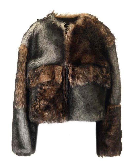 DURAZZI MILANO Black Crewneck Fur Coat