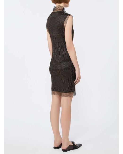 Sportmax Brown Empoli Sleeveless Dress With Rhinestones By