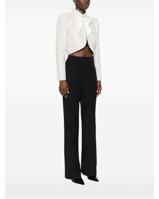 Alice + Olivia White Ilaria Bow Jacket