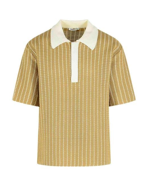 Jil Sander Natural Cotton Knit Polo Shirt for men