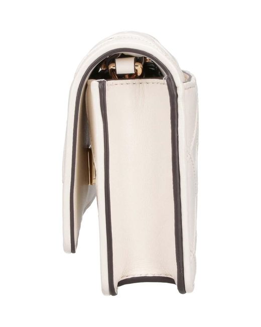 Tory Burch White Fleming Chain Wallet