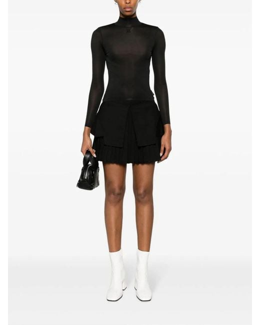 Courreges Black Second Skin Mockneck Top