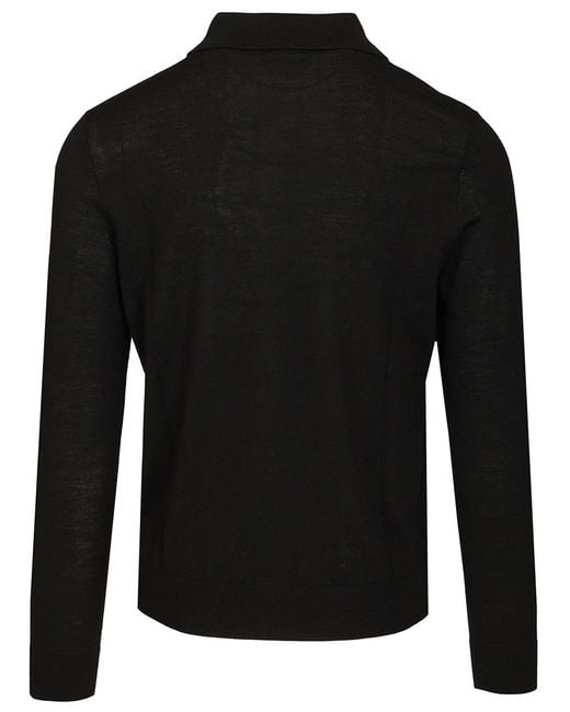 Paul Smith Black Long-Sleeved Polo Shirt for men