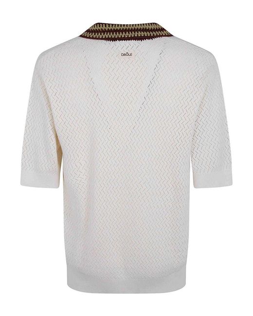 Drole de Monsieur White Ajour D Miroir Polo Shirt for men