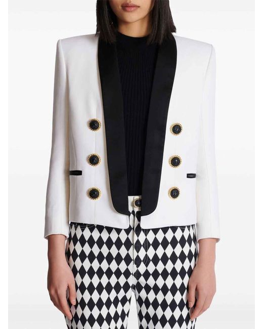 Balmain Black Cropped Jacket With Buttons