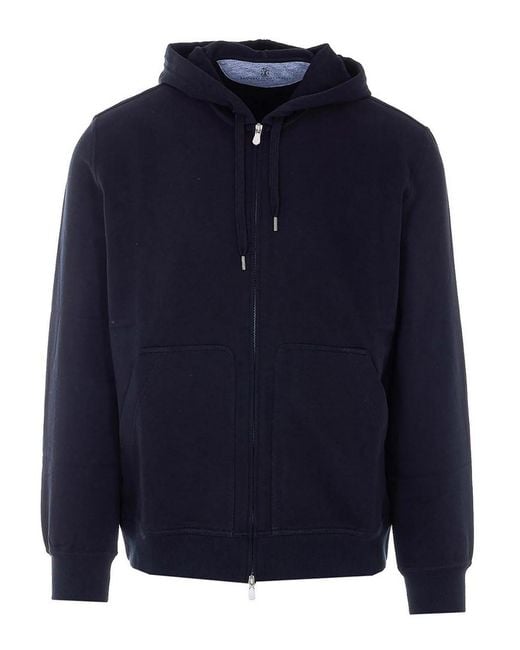 Brunello Cucinelli Blue Zip Up Sweatshirt for men