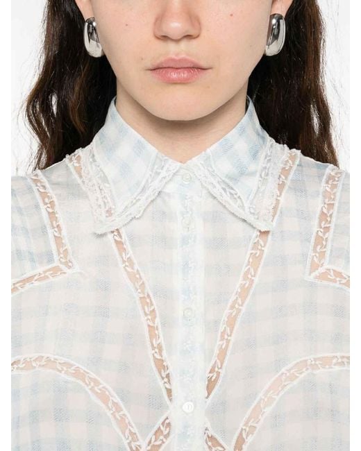 Ermanno Scervino White Check Pattern Shirt
