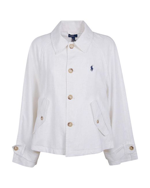 Polo Ralph Lauren White Woven Windbreaker Jacket