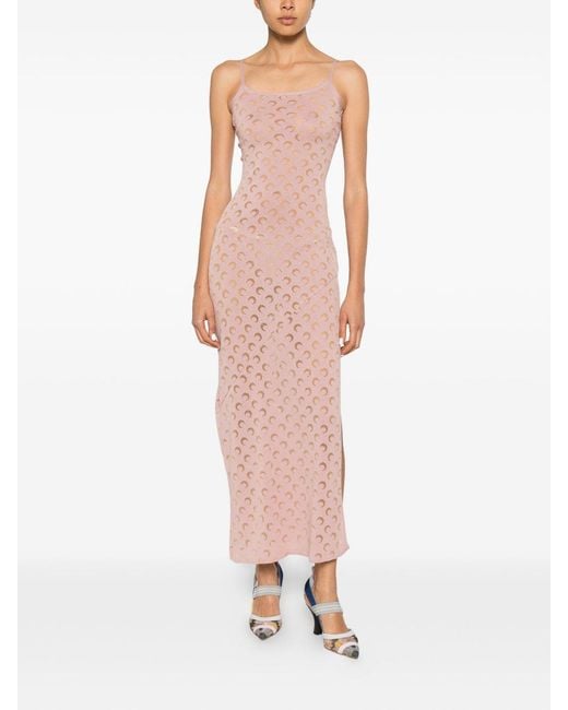 MARINE SERRE Pink Moon Devore Long Dress