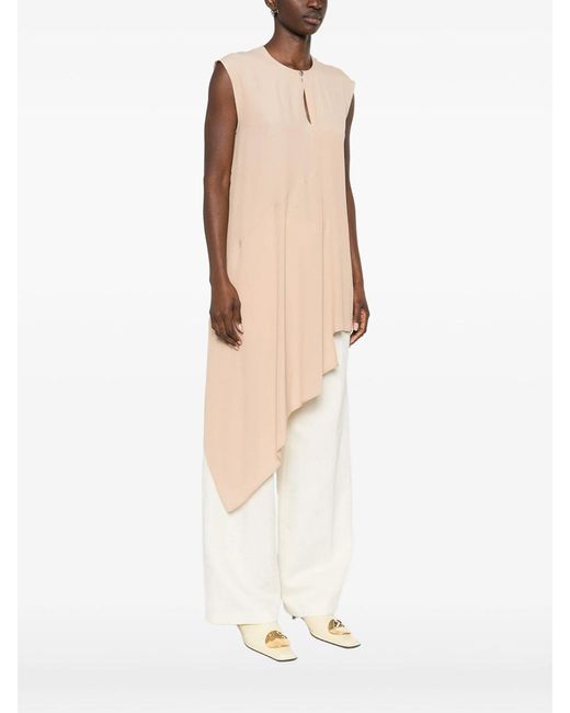 Fabiana Filippi Natural Asymmetric Hem Sleeveless Top