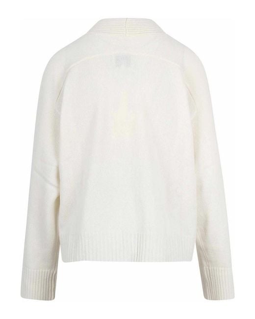 Loulou de Saison White Kaia Ribbed Cashmere Cardigan