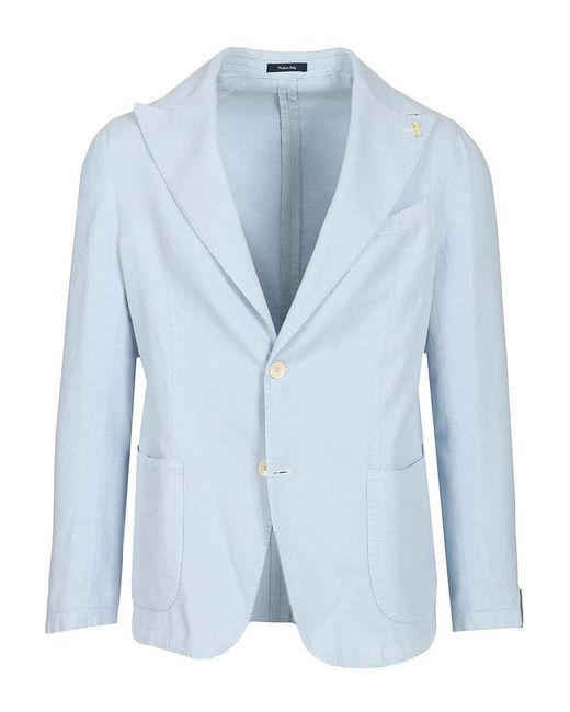 Guarinucci Blue Cotton Linen Blazer for men