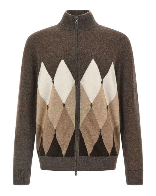 Ballantyne Gray Cardigan Argyle for men