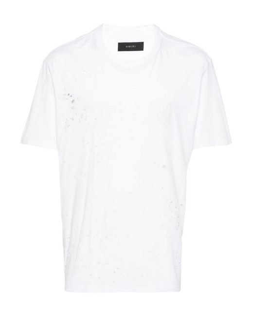 Amiri White Distressed Effect T-shirt for men