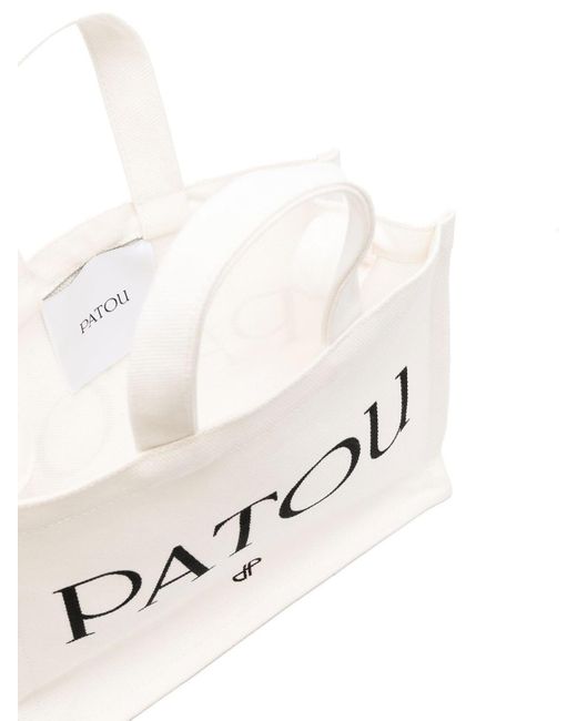 Patou White Logo-Print Canvas Tote