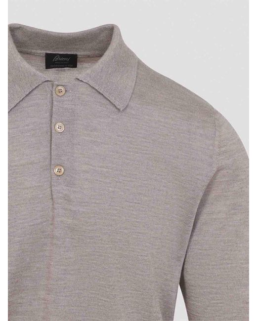 Brioni Gray Long Sleeves Polo for men