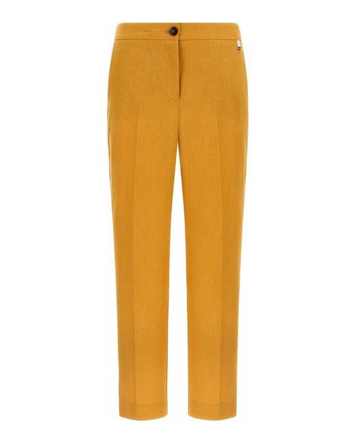 Herno Orange Linen Trousers